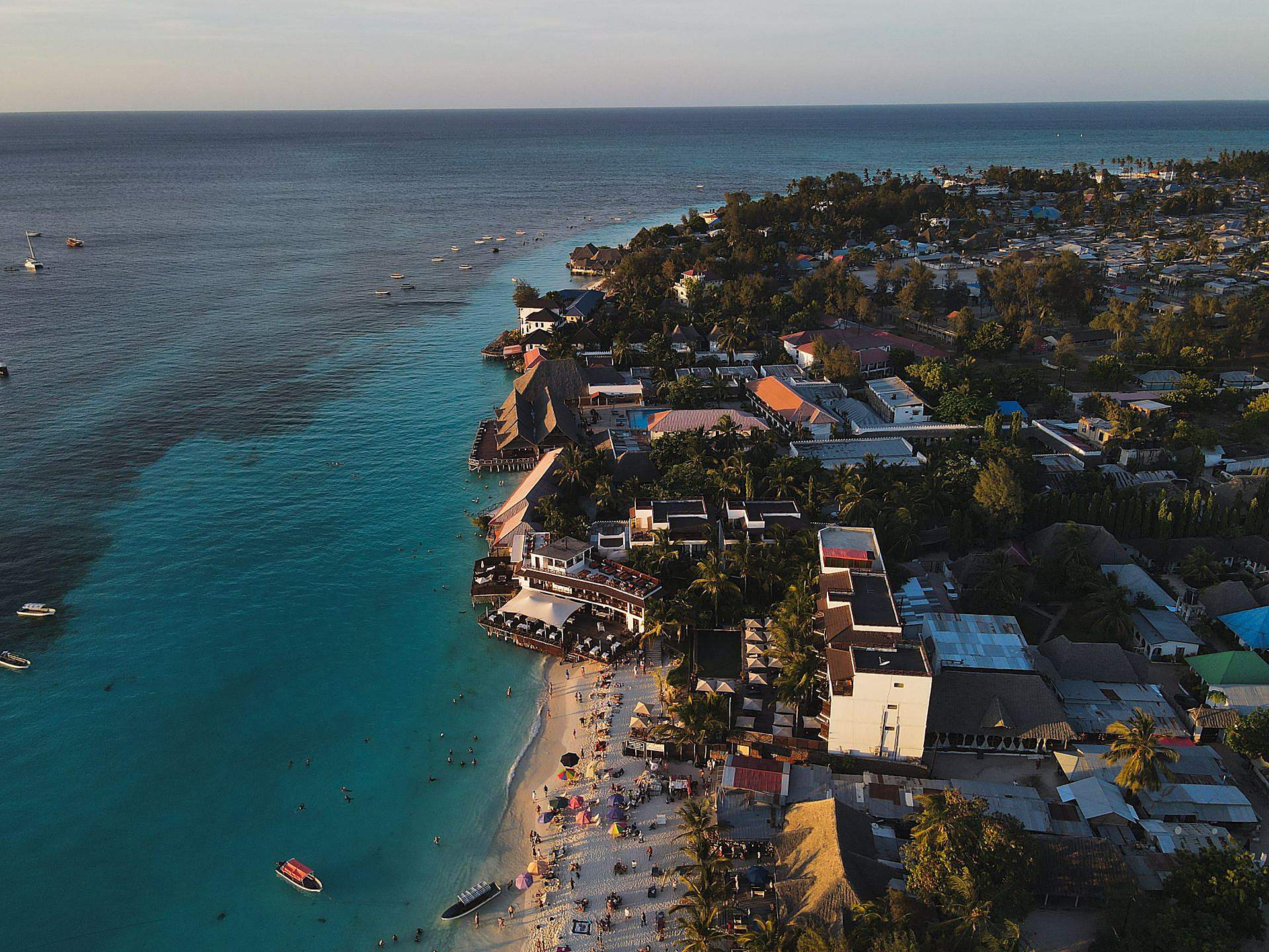 Turquoise lagoon and palms at Nungwi, Zanzibar